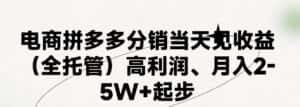 最新拼多多模式日入4K+两天销量过百单,无学费、 老运营代操作、小白福利,了解不吃亏-优优云创网