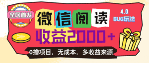 （11036期）微信阅读4.0卡bug玩法！！0撸，没有任何成本有手就行，一天利润100+-优优云创网
