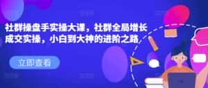 社群操盘手实操大课,社群全局增长成交实操,小白到大神的进阶之路-优优云创网