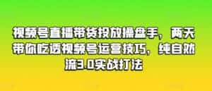 视频号直播带货投放操盘手，两天带你吃透视频号运营技巧，纯自然流3.0实战打法-优优云创网