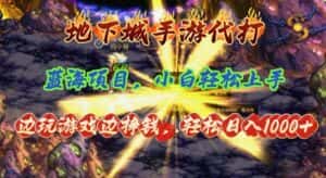 （11084期）地下城手游代打，边玩游戏边挣钱，轻松日入1000+，小白轻松上手，蓝海项目-优优云创网