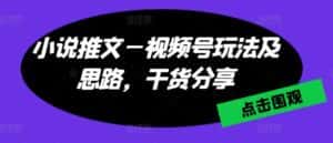 小说推文—视频号玩法及思路，干货分享-优优云创网