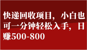 快递回收项目，小白也可一分钟轻松入手，日赚500-800-优优云创网