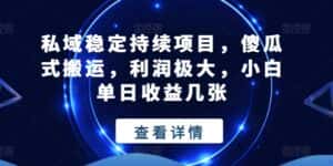 私域稳定持续项目，傻瓜式搬运，利润极大，小白单日收益几张-优优云创网