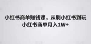 小红书商单赚钱课,从刷小红书到玩小红书商单月入1W+-优优云创网