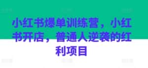 小红书爆单训练营,小红书开店,普通人逆袭的红利项目-优优云创网