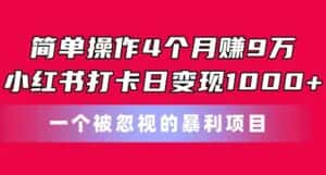 简单操作4个月赚9w,小红书打卡日变现1k,一个被忽视的暴力项目-优优云创网