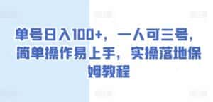 单号日入100+，一人可三号，简单操作易上手，实操落地保姆教程-优优云创网