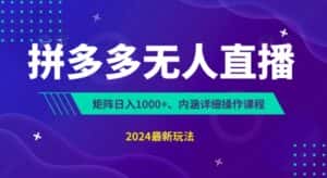 拼多多无人直播不封号,0投入,3天必起,无脑挂机,日入1k+-优优云创网
