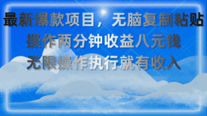 （11174期）最新爆款项目，无脑复制粘贴，操作两分钟收益八元钱，无限操作执行就有…-优优云创网