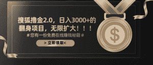 (11196期)搜狐撸金2.0日入3000+,可无限扩大的翻身项目-优优云创网