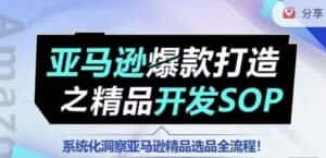 【训练营】亚马逊爆款打造之精品开发SOP,系统化洞察亚马逊精品选品全流程-优优云创网