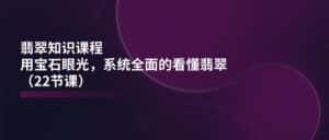 (11239期)翡翠知识课程,用宝石眼光,系统全面的看懂翡翠(22节课)-优优云创网