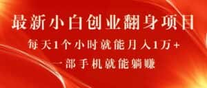 (11250期)最新小白创业翻身项目,每天1个小时就能月入1万+,0门槛,一部手机就能…-优优云创网