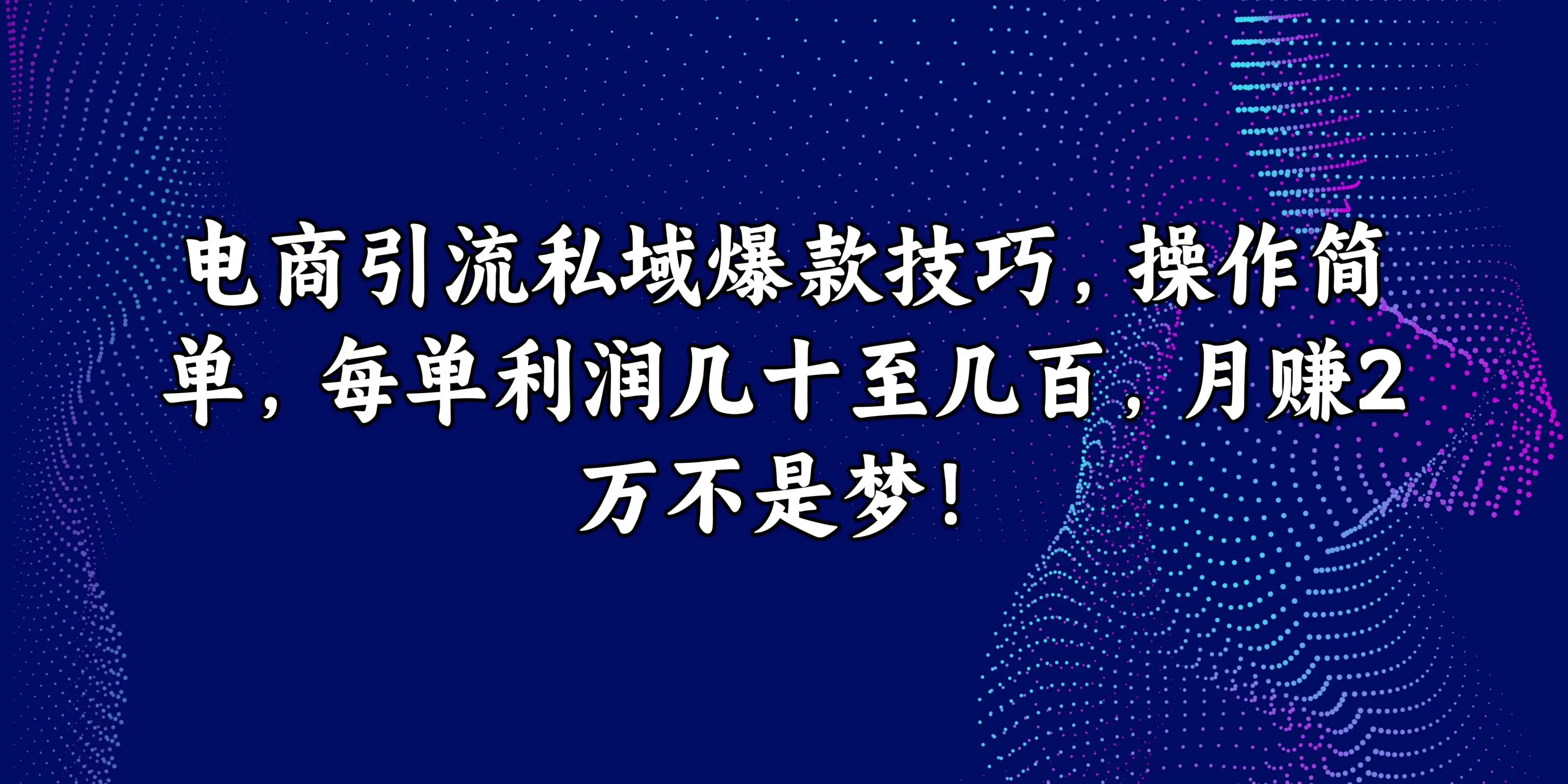 电商引流私域爆款技巧，操作简单，每单利润几十至几百，月赚2万不是梦！-优优云创网