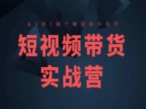 短视频带货实战营(高阶课)，从0到1做个赚钱的抖音号-优优云创网