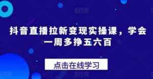 抖音直播拉新变现实操课,学会一周多挣五六百-优优云创网