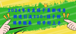 (11259期)2024年交友搭子最新项目,极速引流300+搭子粉,简单粗暴,好学好上手-优优云创网