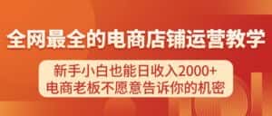 (11266期)电商店铺运营教学,新手小白也能日收入2000+,电商老板不愿意告诉你的机密-优优云创网