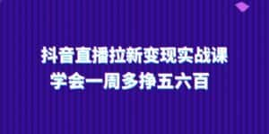 抖音直播拉新变现实操课,学会一周多挣五六百(15节课)-优优云创网