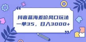 （11274期）抖音蓝海差价风口玩法，一单35，日入3000+-优优云创网