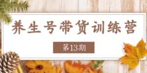 (11275期)养生号-带货训练营【第13期】收益更稳定的玩法,让你带货收益爆炸-优优云创网