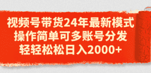 (11281期)视频号带货24年最新模式,操作简单可多账号分发,轻轻松松日入2000+-优优云创网