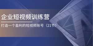 企业短视频训练营:打造一个盈利的短视频账号(21节)-优优云创网