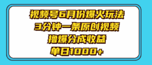 （11298期）视频号6月份爆火玩法，3分钟一条原创视频，撸爆分成收益，单日1000+-优优云创网