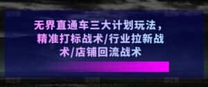 无界直通车三大计划玩法,精准打标战术/行业拉新战术/店铺回流战术-优优云创网
