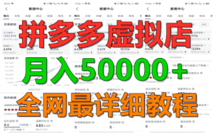 拼多多虚拟电商训练营月入50000+你也行，暴利稳定长久，副业首选-优优云创网