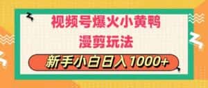 （11313期）视频号爆火小黄鸭搞笑漫剪玩法，每日1小时，新手小白日入1000+-优优云创网