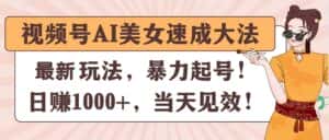 （11330期）视频号AI美女速成大法，暴力起号，日赚1000+，当天见效-优优云创网