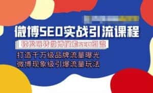 微博引流培训课程「打造千万级流量曝光 现象级引爆流量玩法」全方位带你玩转微博营销-优优云创网