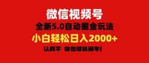 (11332期)微信视频号变现,5.0全新自动掘金玩法,日入利润2000+有手就行-优优云创网