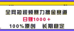(11341期)全网短视频暴力撸金赛道,日入1000+!原创玩法,长期稳定-优优云创网