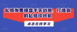 私域发售操盘手实战班，打造你的私域印钞机-优优云创网