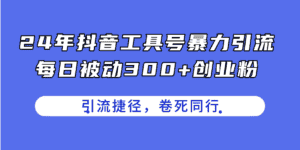(11354期)24年抖音工具号暴力引流,每日被动300+创业粉,创业粉捷径,卷死同行-优优云创网