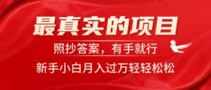 （11362期）最真实的项目，照抄答案，有手就行，新手小白月入过万轻轻松松-优优云创网