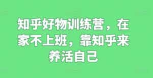 知乎好物训练营,在家不上班,靠知乎来养活自己-优优云创网