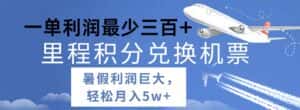 （11385期）2024暑假利润空间巨大的里程积分兑换机票项目，每一单利润最少500-优优云创网