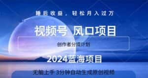 （11388期）2024蓝海项目，3分钟自动生成视频，月入过万-优优云创网