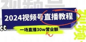 （11394期）2024视频号直播教程：视频号如何赚钱详细教学，一场直播30w营业额（37节）-优优云创网