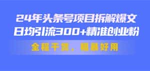 (11397期)24年头条号项目拆解爆文,日均引流300+精准创业粉,全程干货,粗暴好用-优优云创网