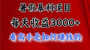 （11422期）暑假暴利项目，每天收益3000+ 努努力能达到5000+，暑假大流量来了-优优云创网