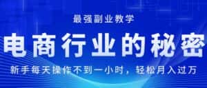 （11427期）电商行业的秘密，新手每天操作不到一小时，月入过万轻轻松松，最强副业…-优优云创网