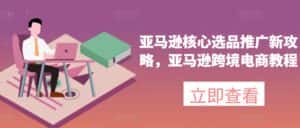 亚马逊核心选品推广新攻略,亚马逊跨境电商教程-优优云创网