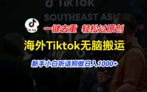 （11487期）海外Tiktok短视频无脑搬运，一键去重轻松过原创，新手小白听话照做日入…-优优云创网