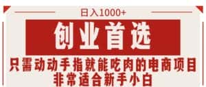 （11488期）只需动动手指就能吃肉的电商项目，日入1000+，创业首选，非常适合新手小白-优优云创网