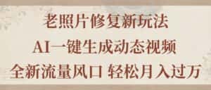 （11503期）老照片修复新玩法，老照片AI一键生成动态视频 全新流量风口 轻松月入过万-优优云创网
